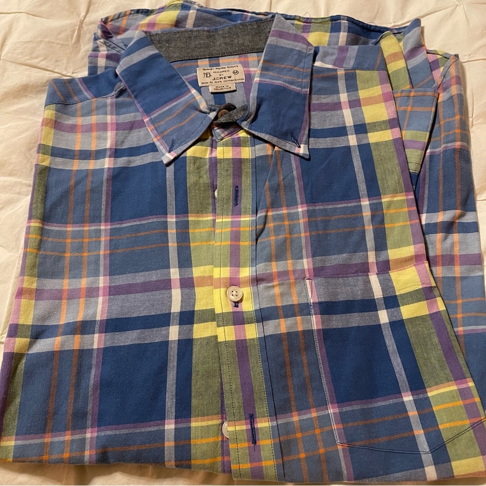 J Crew Blue Plaid Long Sleeve Button Front Shirt - Picture 4 of 6